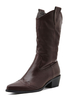 Bottes mi-mollet pour femmes; talons épais; bout pointu; bottes Martin marron