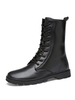 Bottes mi-mollet pour homme Bottes modernes à lacets en cuir PU à bout rond