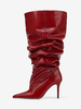 Bottes mi-mollet rouges pour femmes bottes souples à bout pointu et à talon aiguille
