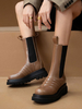 Bottes mi-mollets Café Marron Bout rond Slip-On Bout rond"idien Casual Bottines pour femmes