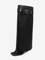 Bottes noires à talons hauts et boucle pour femme