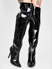 Bottes noires au-dessus du genou Bottes sexy au-dessus du genou à bout pointu en cuir PU