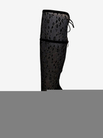 Bottes noires en dentelle au-dessus du genou plateforme bout ouvert talon haut cuissardes