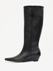 Bottes noires hautes au genou bottes à talons compensés à bout carré pour femmes