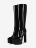 Bottes noires hautes au genou pour femmes bottes à plateforme et à talons épais pour drag queen