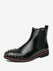 Bottes Noires Pour Hommes En Cuir Bout Rond Rivets Chelsea