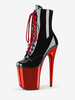 Bottes noires sexy à talons hauts plateforme à bout rond à lacets Sky High Plus Size Pole Dance Shoes