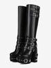 Bottes noires sexy pour hommes cloutées à boutons montantes jusquaux genoux à plateforme et talons hauts pour un style punk.