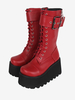 Bottes épaisses gothiques Lolita noires en cuir PU à bout rond chaussures Lolita