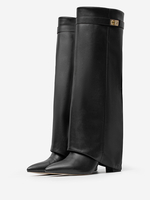 Bottes pliantes au genou; bottes à talons épais pour femmes