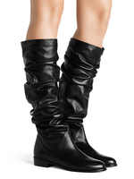 Bottes Pour Femmes Bottes Aux Genoux Noires À Bout Plat Pour Hiver