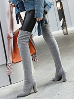 Bottes pour femmes sur le genou à bout pointu Bottes à sequins de 3;3 po