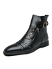 Bottes pour homme Bottes de cowboy noires en cuir PU à bout rond et cloutées confortables
