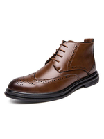 Bottes pour homme confortables bout rond marron sculpté en cuir Synthétique bottines