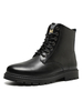 Bottes pour homme en cuir PU à bout rond et à lacets noir