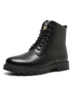 Bottes pour homme en cuir PU à bout rond et à lacets noir