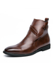 Bottes Pour Homme Fabuleux Monk Strap PU Cuir Bout Pointu Café Marron Bottines