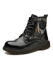Bottes Pour Homme Oeuvre De Mode À Bout Rond En Cuir PU Noir À Lacets Martin Bottes