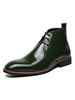 Bottes pour homme étonnantes bout pointu en cuir PU à lacets bottines noires