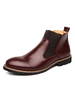 Bottes pour hommes à bout rond sculpté à blocs de couleur bordeaux Bottines en cuir Synthétique