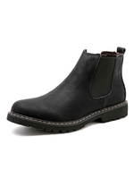 Bottes pour hommes Bout rond en cuir Synthétique Bottines noires Chelsea Boots