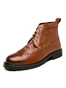 Bottes pour hommes en cuir PU bout rond à lacets bas hauts bottines marron