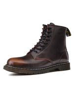 Bottes pour hommes en cuir Synthétique marron à bout rond Bottes de cowboy Martin Boots