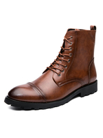 Bottes pour hommes fabuleuses bottes de cowboy en cuir PU à bout rond et café marron