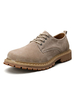 Bottes pour hommes incroyables bout rond en cuir PU à lacets kaki chaussures vintage