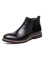 Bottes pour hommes modernes en cuir Synthétique bout rond Bottines