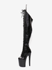 Bottes sexy à talons hauts bout rond fermeture éclair talon aiguille bottes noires hautes pour pole dance bottes au-dessus du genou