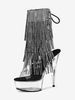 Bottes sexy à talons hauts et bout ouvert avec lacets et strass talon aiguille bottes noires pour pole dance cuissardes hautes bottes au-dessus du genou