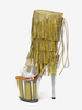 Bottes sexy à talons hauts et bout ouvert avec plateforme et pompons chaussures de pole dance à talon aiguille