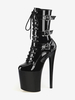 Bottes sexy à talons hauts et bout rond à lacets et talons aiguilles pour pole dance bottes noires hautes au-dessus du genou
