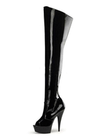 Bottes sexy à talons hauts noirs bout rond noir Stiletto sur les bottes au genou pour les femmes