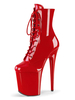 Bottes sexy à talons hauts rouges bout rond fermeture éclair géométrique talon aiguille Rave Club cuissardes