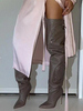 Bottes sexy au-dessus du genou pour femmes bottes hautes à bout pointu et à poche