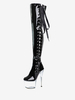 Bottes Sexy Bout Rond Glissière Géométrique Talon Aiguille Pôle Danse Rouge Cuissardes