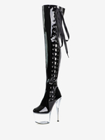 Bottes Sexy Bout Rond Glissière Géométrique Talon Aiguille Pôle Danse Rouge Cuissardes