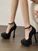 Bottes sexy en daim à talons aiguilles et talons hauts pour femmes
