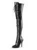 Bottes sexy femme noir en PU à lacets talon haut bout pointu