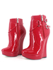 Bottes Sexy Femmes 2021 Rouge Plateforme Bout Pointu Détail Boucle Zip Bottillons