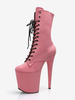 Bottes sexy pour femmes à bout rond à lacets et talons aiguilles pour pole dance bottes hautes roses au-dessus du genou