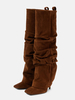 Bottes souples femmes chaussures hautes à talons hauts et bout carré pliables