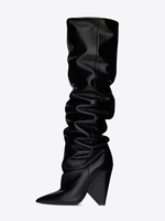 Bottes souples pour femmes cuissardes à talons hauts à bout pointu