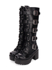 Bottes Steampunk Lolita en cuir Synthétique à bout rond Chaussures Lolita noires Déguisements Halloween