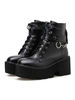 Bottes Steampunk Lolita en cuir Synthétique à bout rond Chaussures Lolita noires Déguisements Halloween