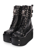 Bottes Steampunk Lolita en cuir Synthétique à bout rond Chaussures Lolita noires Déguisements Halloween