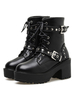 Bottes steampunk Lolita ronde Noir Toe en cuir Synthétique Lolita Chaussures Déguisements Halloween
