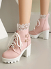 Bottes Sweet Lolita en cuir PU avec nœuds et bout rond chaussures Lolita roses